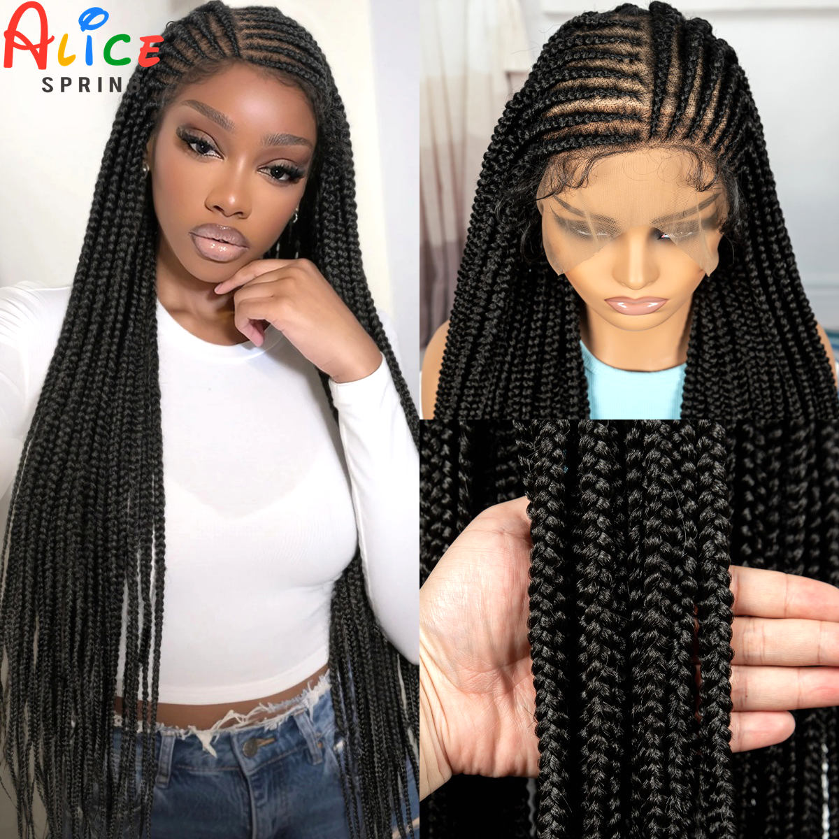 Braiding Hair Kanekalon - Peruka syntetyczna z pełną koronką, warkocze