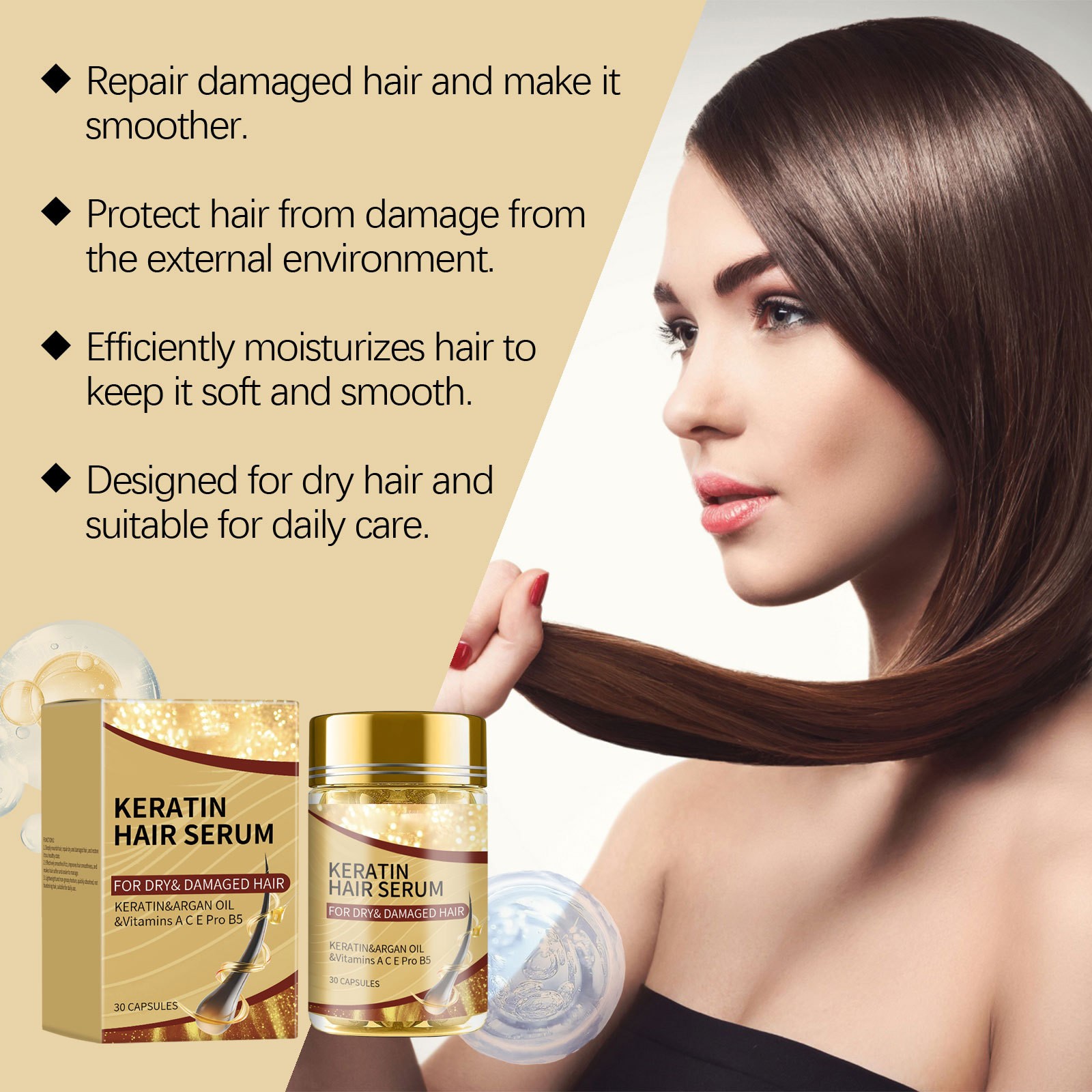 Hair Care Capsule - Olejek arganowy kapsułki do pielęgnacji gładkich
